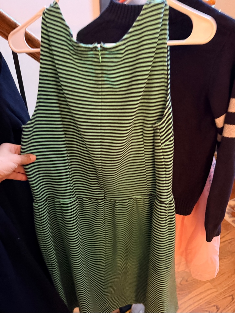 Merona Green and Black Striped Midi Dress